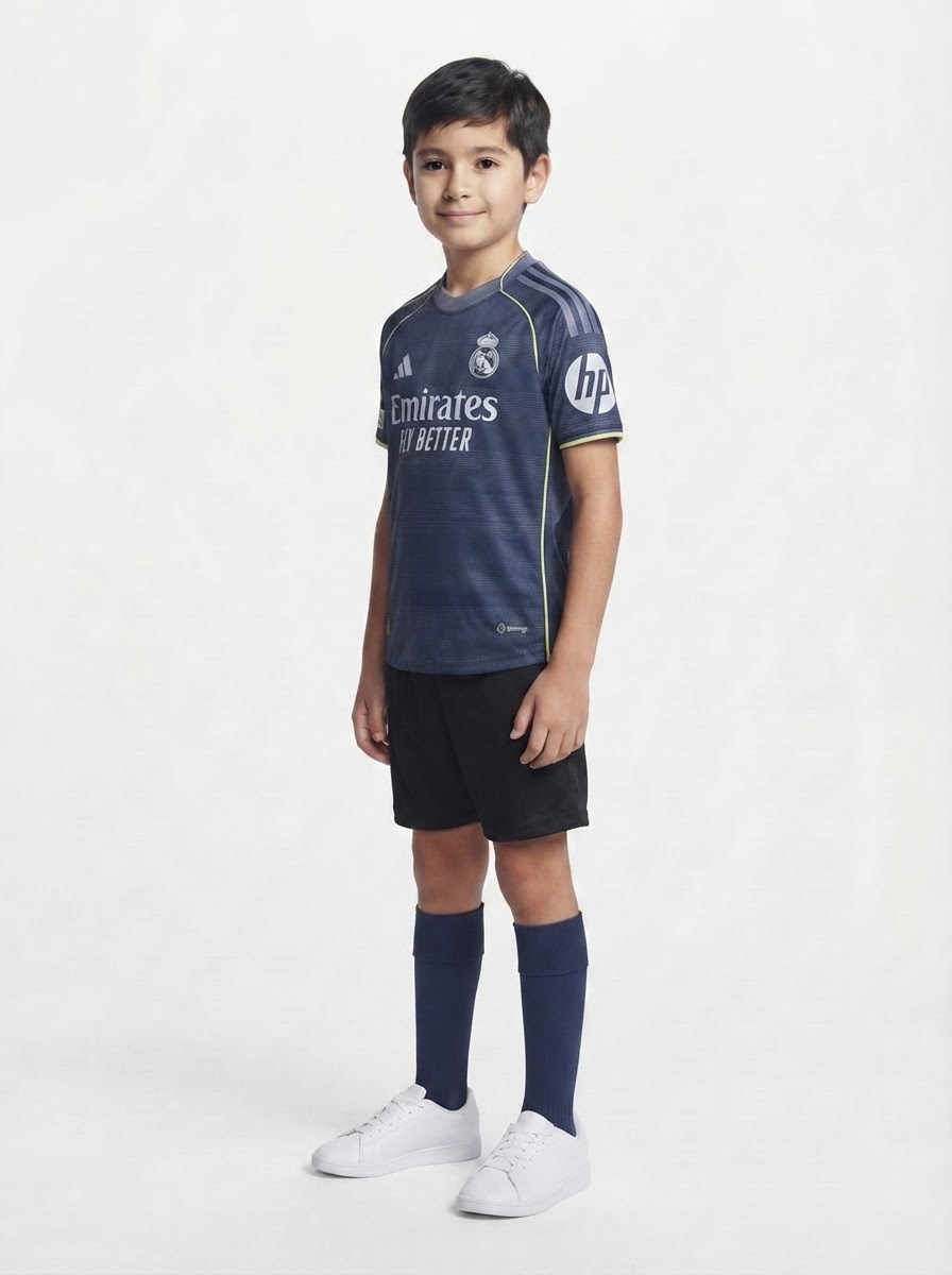 Real Madrid Away Kit Kids 2025/26 Mbappe