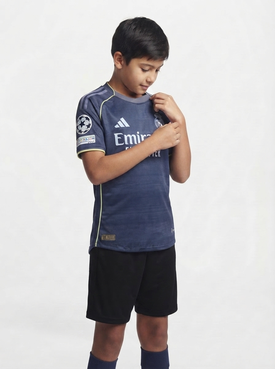 Real Madrid Away Kit Kids 2025/26 Mbappe