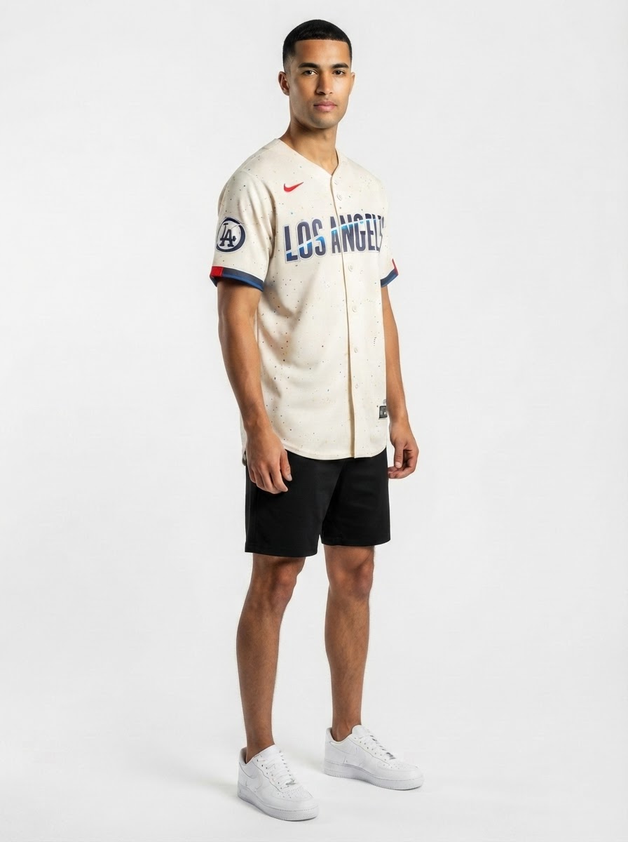 Jersey MLB Los Angeles Dodgers City Connect Torcedor Masculina Bege