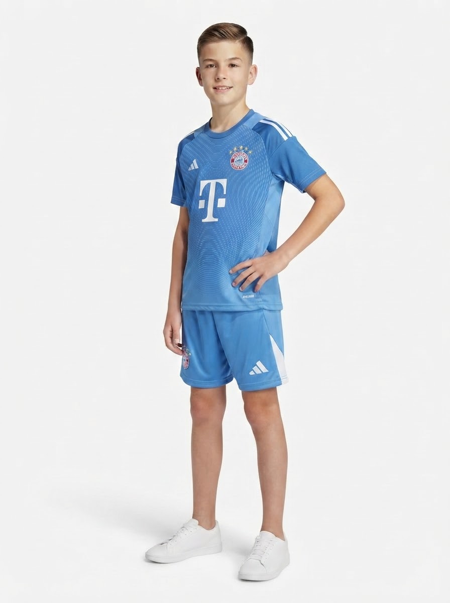 Bayern Munich 2025/26 Blue Goalkeeper Kids Kit