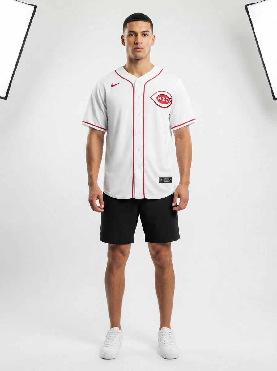 Jersey MLB Cincinnati Reds Home Torcedor Masculina Branca