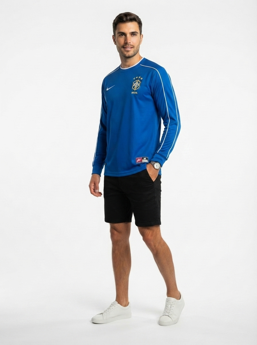 Brazil 1998 I Away Jersey - Long Sleeve Retro Version