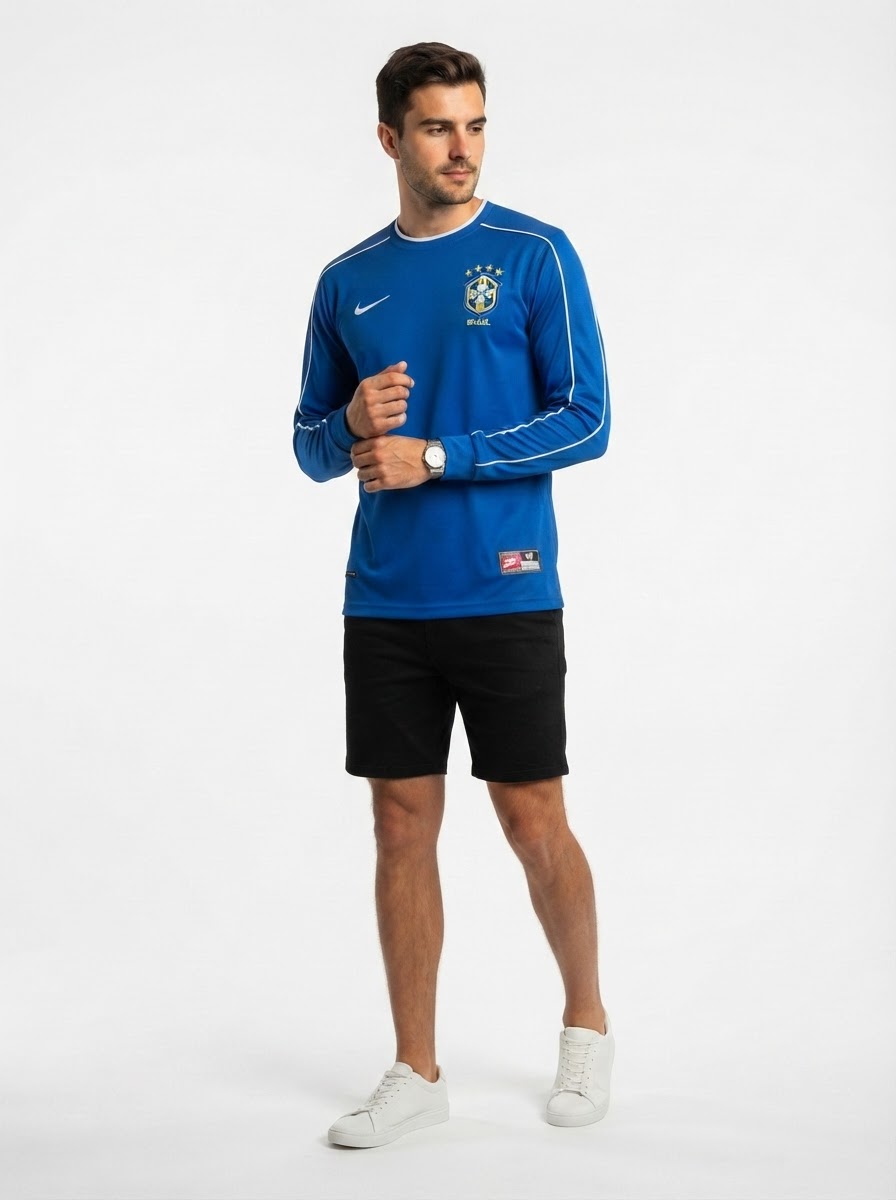 Brazil 1998 I Away Jersey - Long Sleeve Retro Version