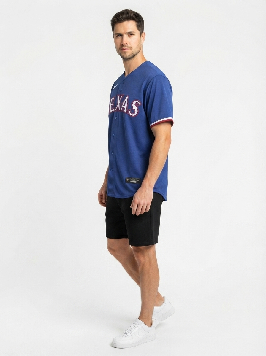 Jersey MLB Texas Rangers II Torcedor Masculina Azul Jacob deGrom 48