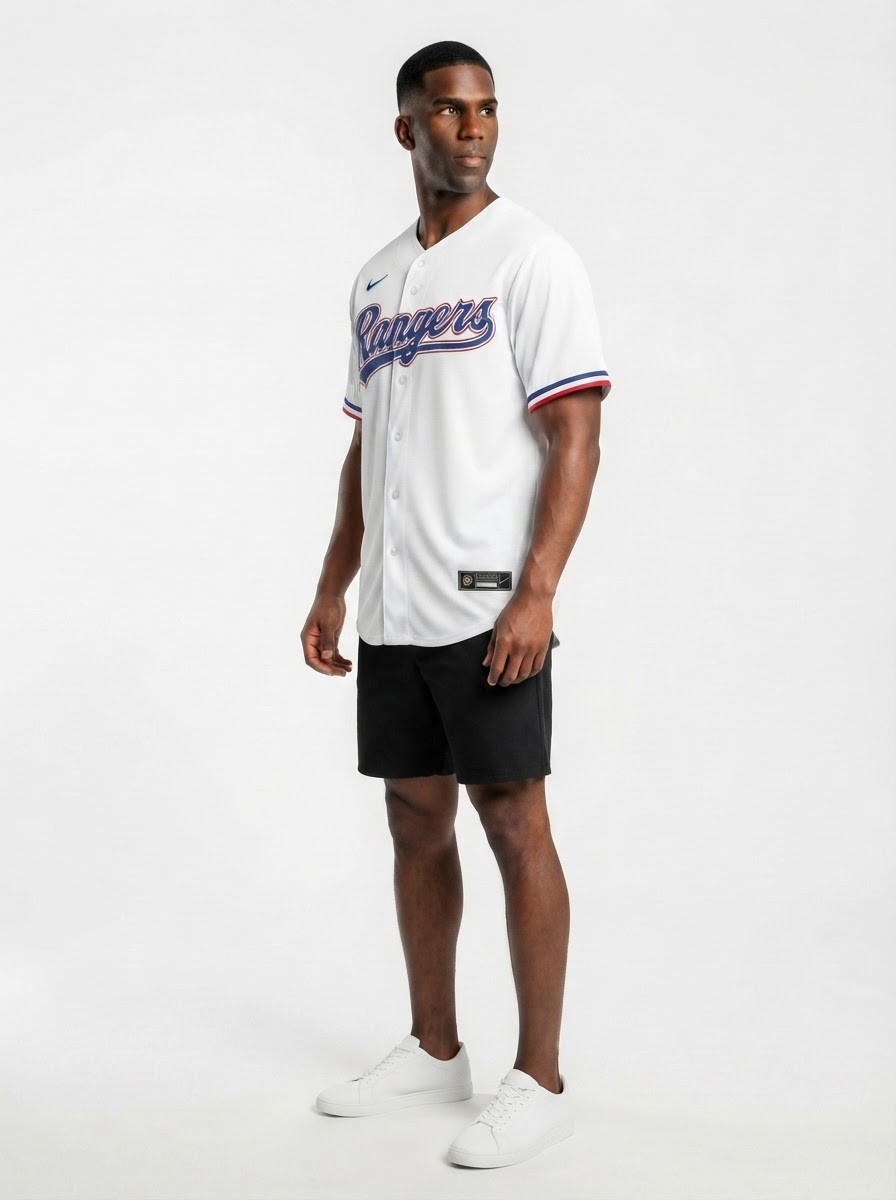 Jersey MLB Texas Rangers I Torcedor Masculina Branca Adolis Garcia 53