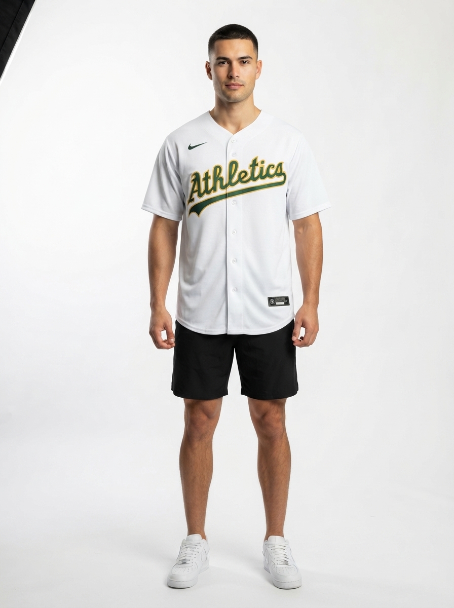 Jersey MLB Oakland Athletics Home Torcedor Masculina Branca