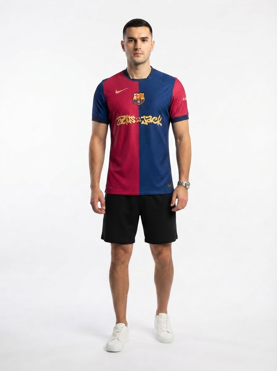 Barcelona Travis Scott Home Fan Jersey 2025/26 Spotify and FC Barcelona Collab With Travis Scott on a Special Cactus Jack