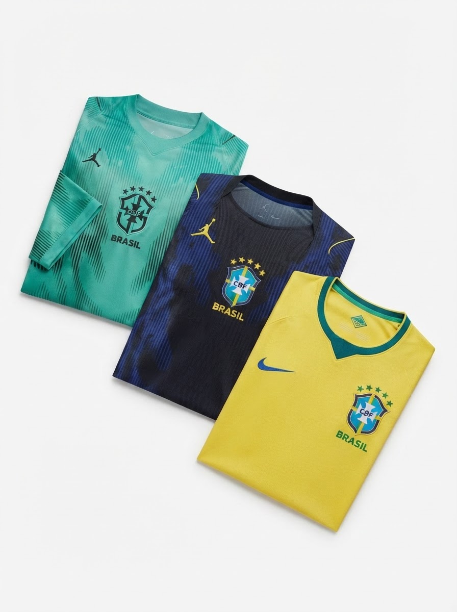 Combo 3 Jerseys do Brazil - Brasil GK, Away & Home - Fan Version