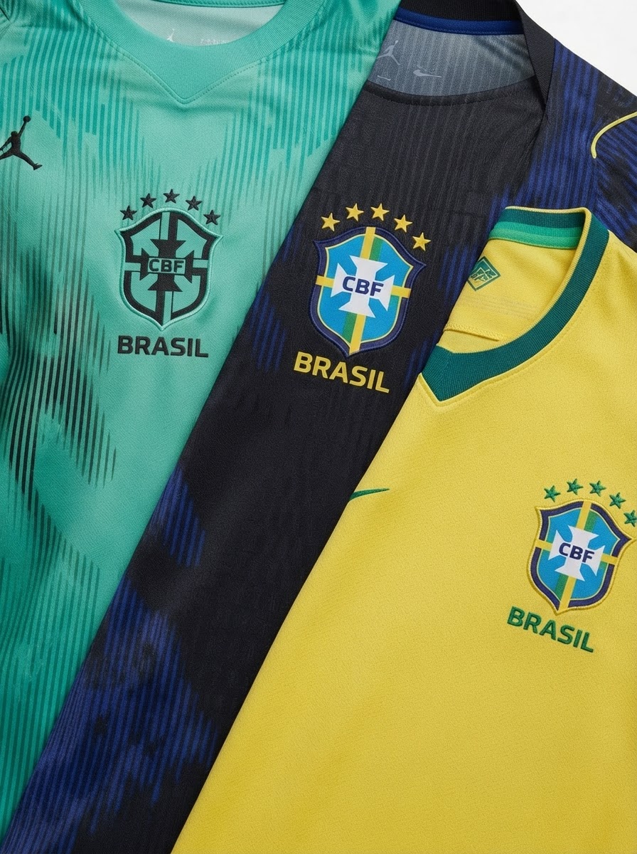 Combo 3 Jerseys do Brazil - Brasil GK, Away & Home - Fan Version