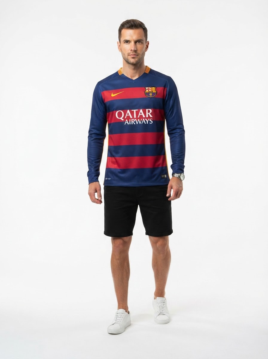 Barcelona 15/16 I Home Jersey - Long Sleeve Retro Version