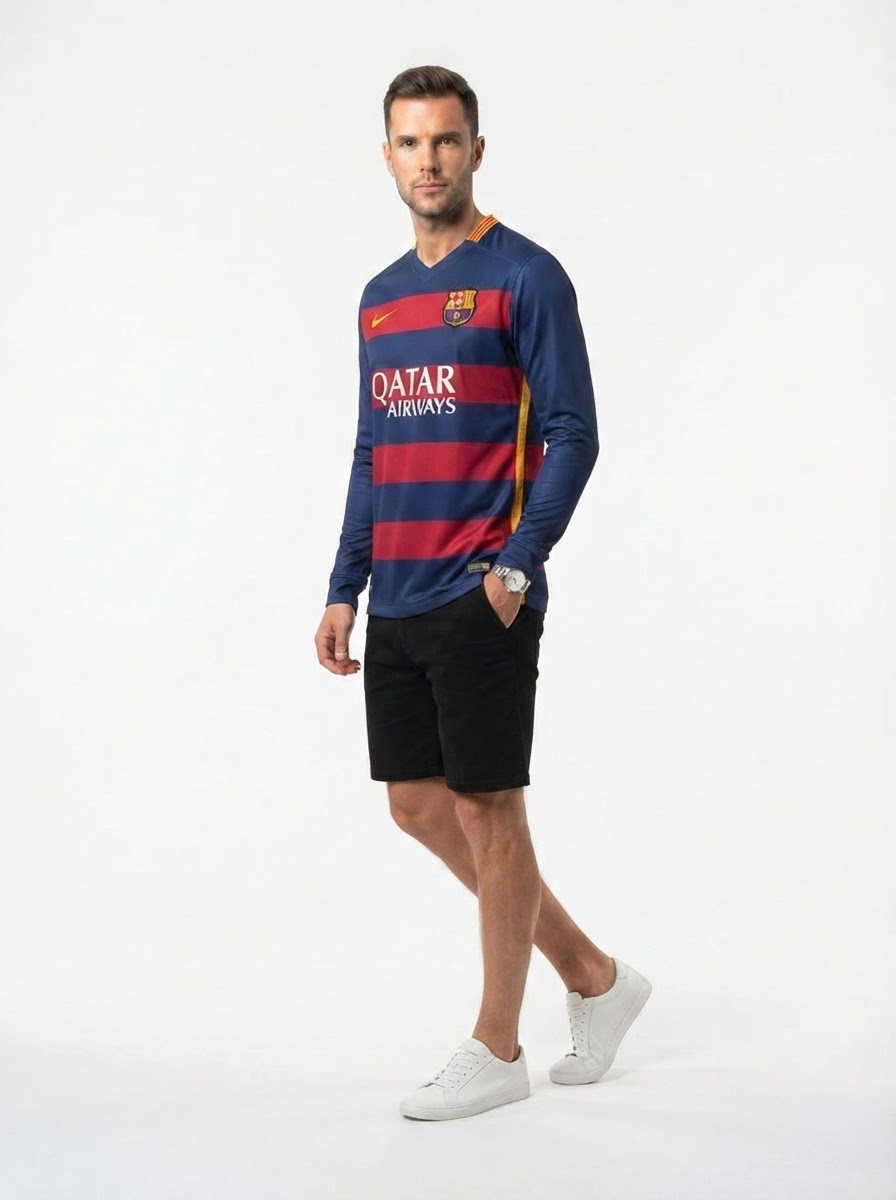 Barcelona 15/16 I Home Jersey - Long Sleeve Retro Version