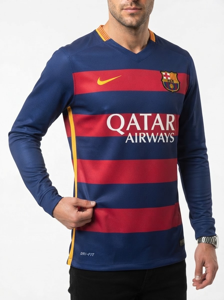Barcelona 15/16 I Home Jersey - Long Sleeve Retro Version