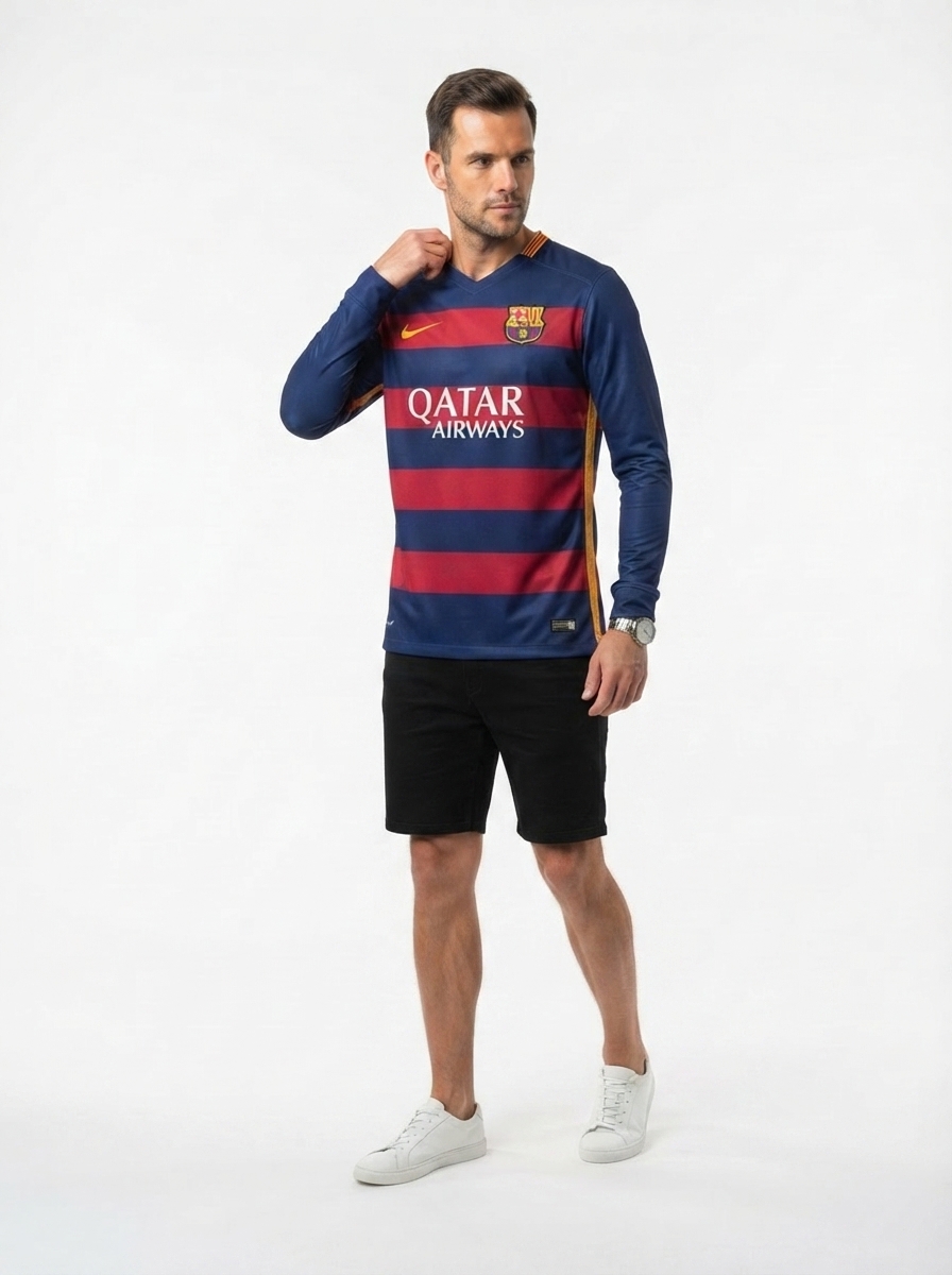 Barcelona 15/16 I Home Jersey - Long Sleeve Retro Version