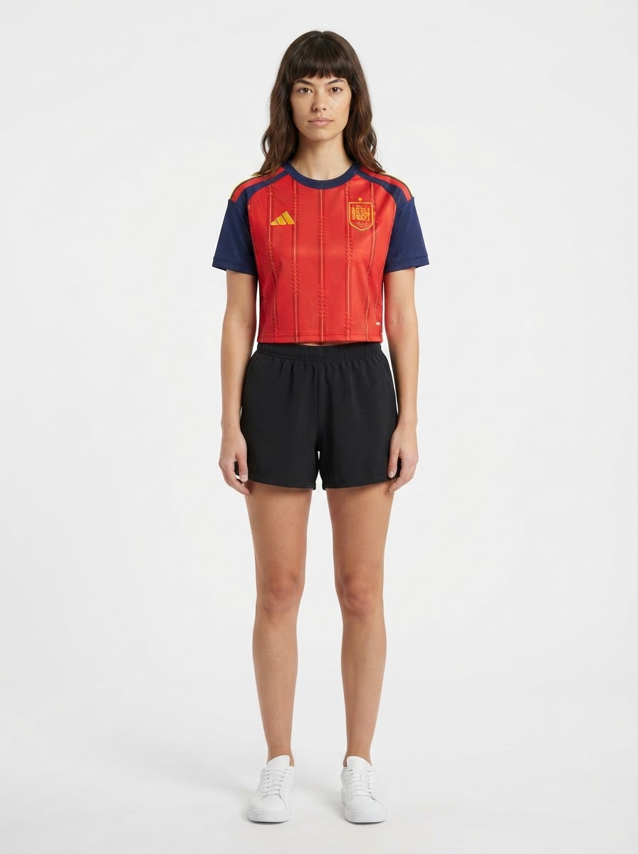2026 Spain Women's Stadium Home Cropped Soccer Jersey - World Cup 2026