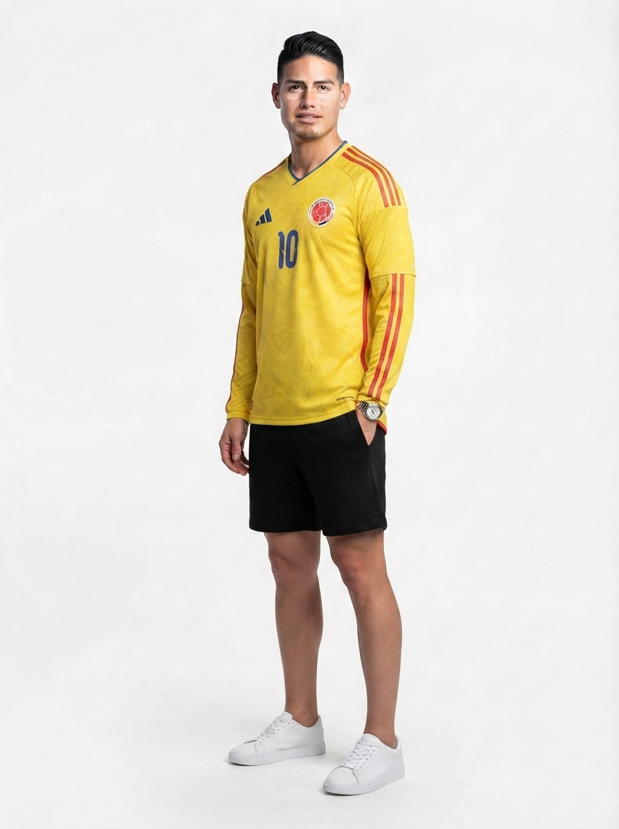 James Rodriguez Long Sleeve Colombia Home - Fan Version World Cup 2026
