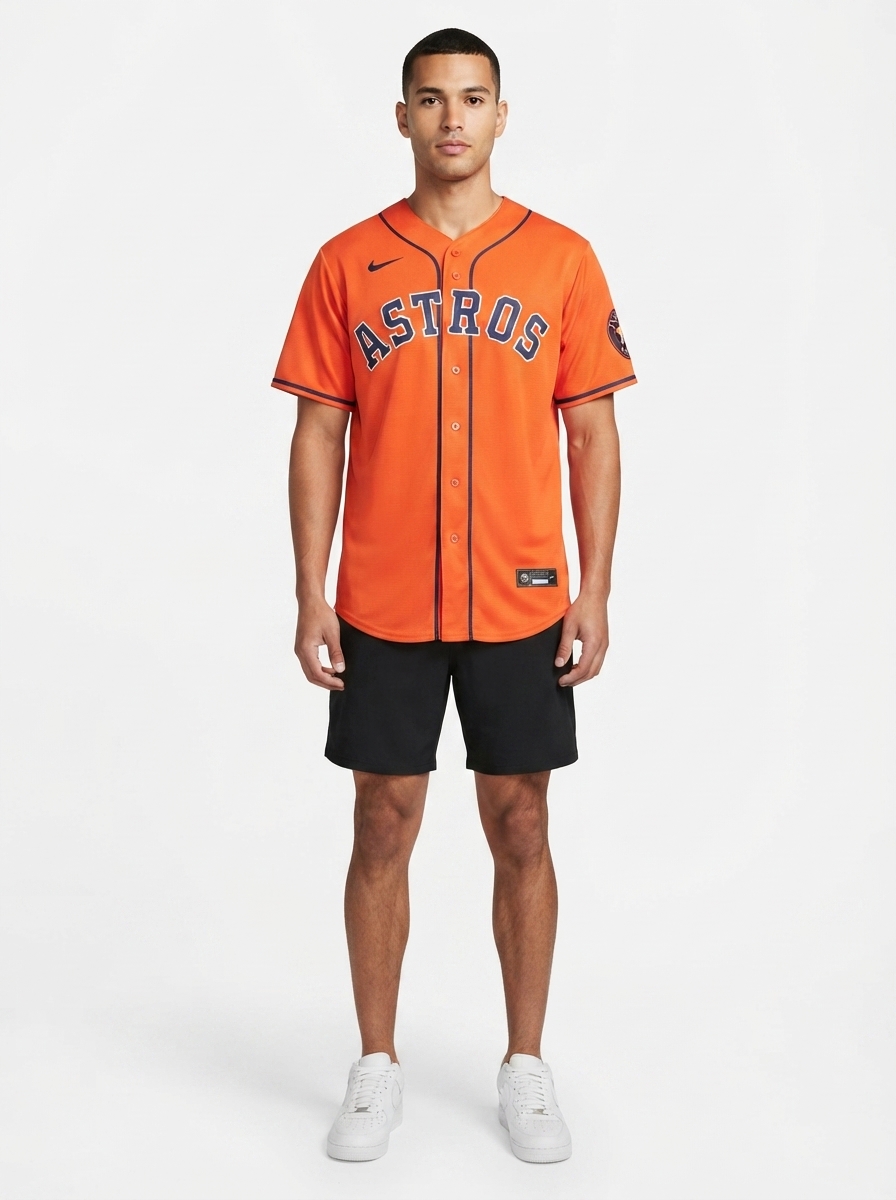 Jersey MLB Houston Astros Orange Alternate Limited Masculina Laranja