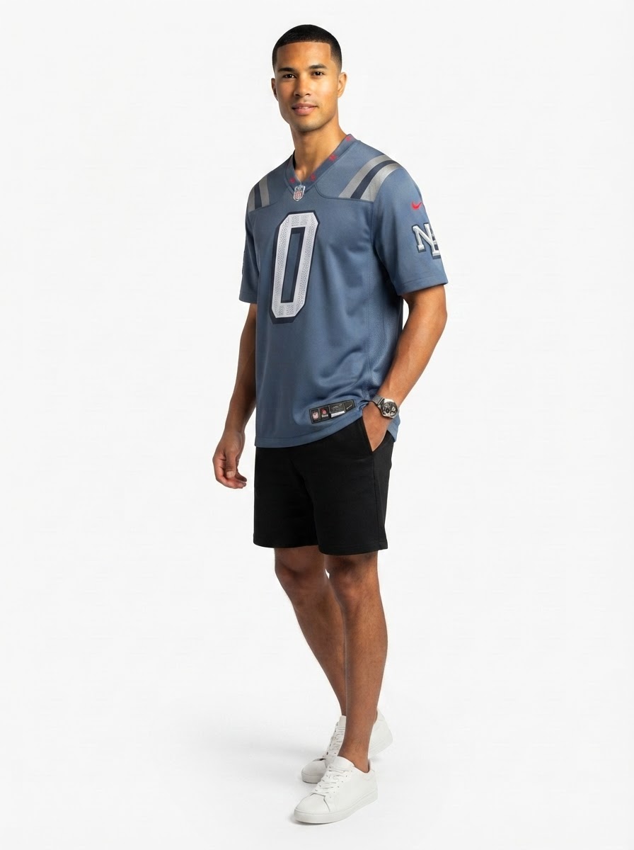 Christian Gonzalez New England Patriots 2025 Rivalries Collection Game Jersey - Storm Blue