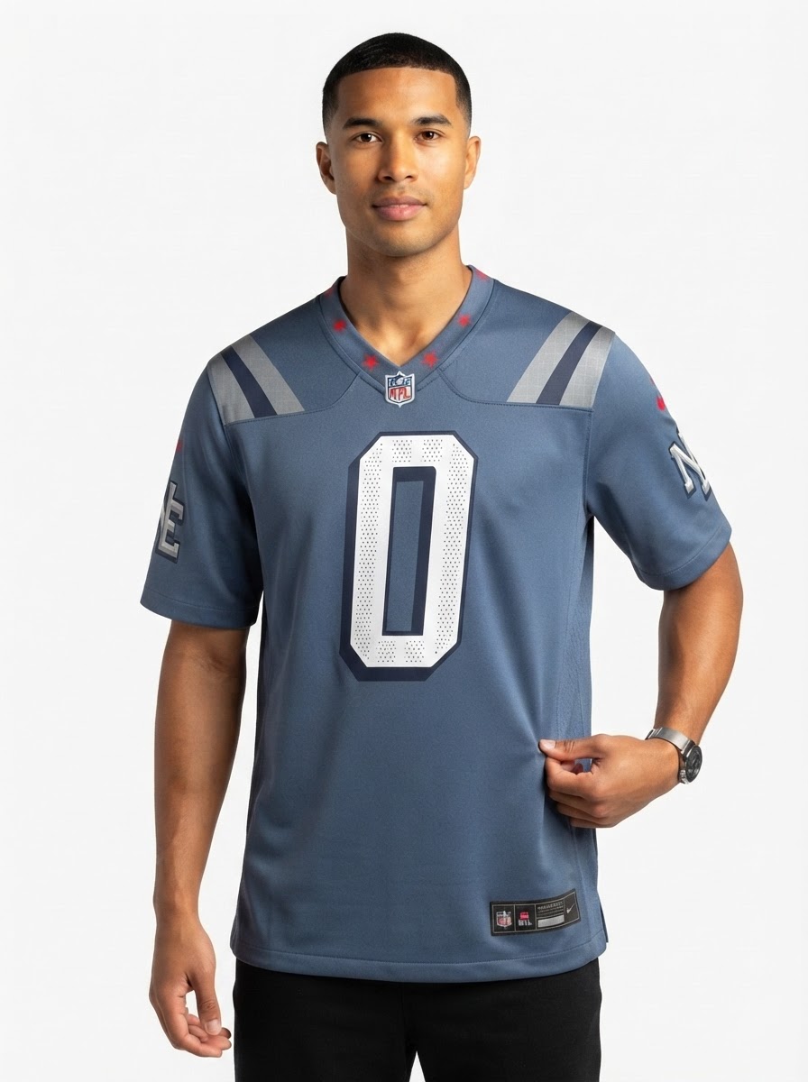 Christian Gonzalez New England Patriots 2025 Rivalries Collection Game Jersey - Storm Blue
