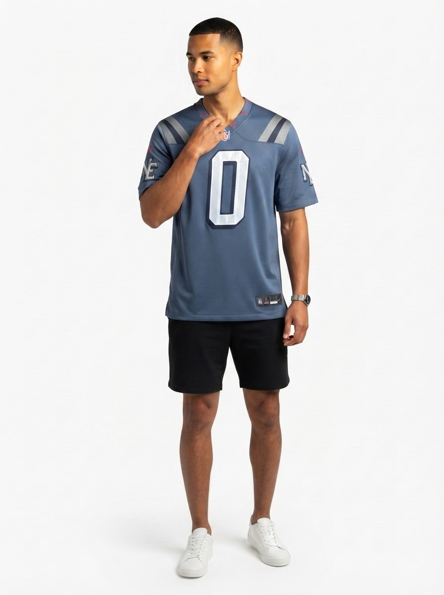 Christian Gonzalez New England Patriots 2025 Rivalries Collection Game Jersey - Storm Blue