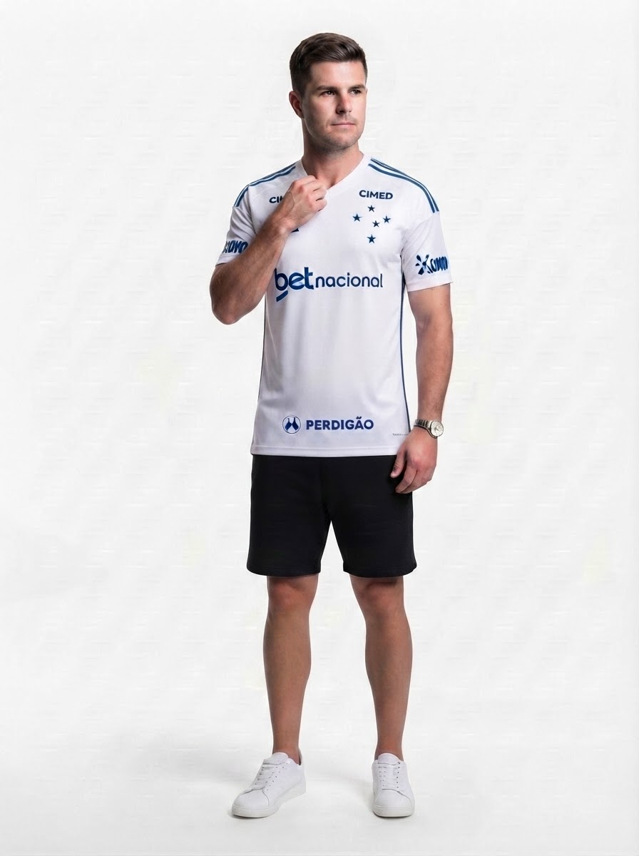 Cruzeiro II 26/27 Masculina - Branco+Azul - Fan Version Sponsor