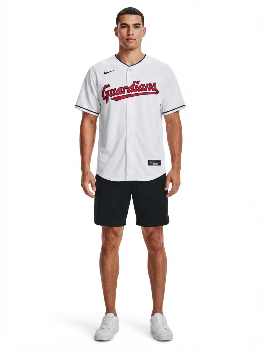 Jersey MLB Cleveland Guardians White Home Torcedor Masculina Branca