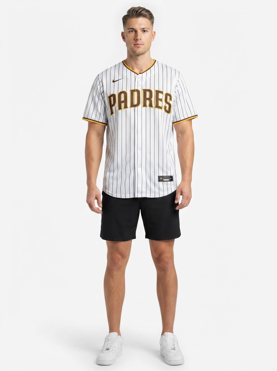 Jersey MLB San Diego Padres Home Torcedor Masculina Listrada Branca