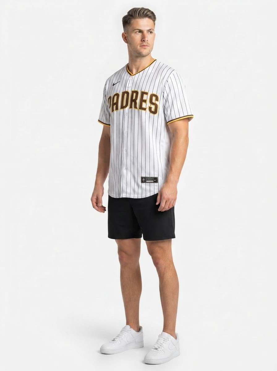 Jersey MLB San Diego Padres Home Torcedor Masculina Listrada Branca