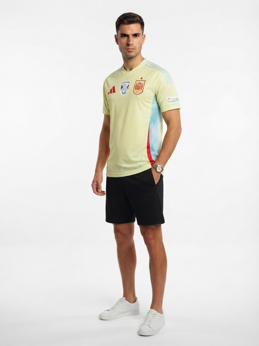 Spain Away Fan Jersey 2025/26 Euro 2024 & Foundation Tournament Patches (Official Printing)