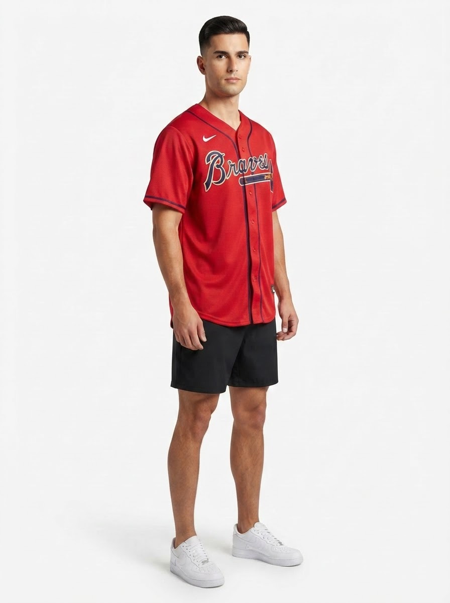 Jersey MLB Atlanta Braves II Torcedor Masculina Vermelha