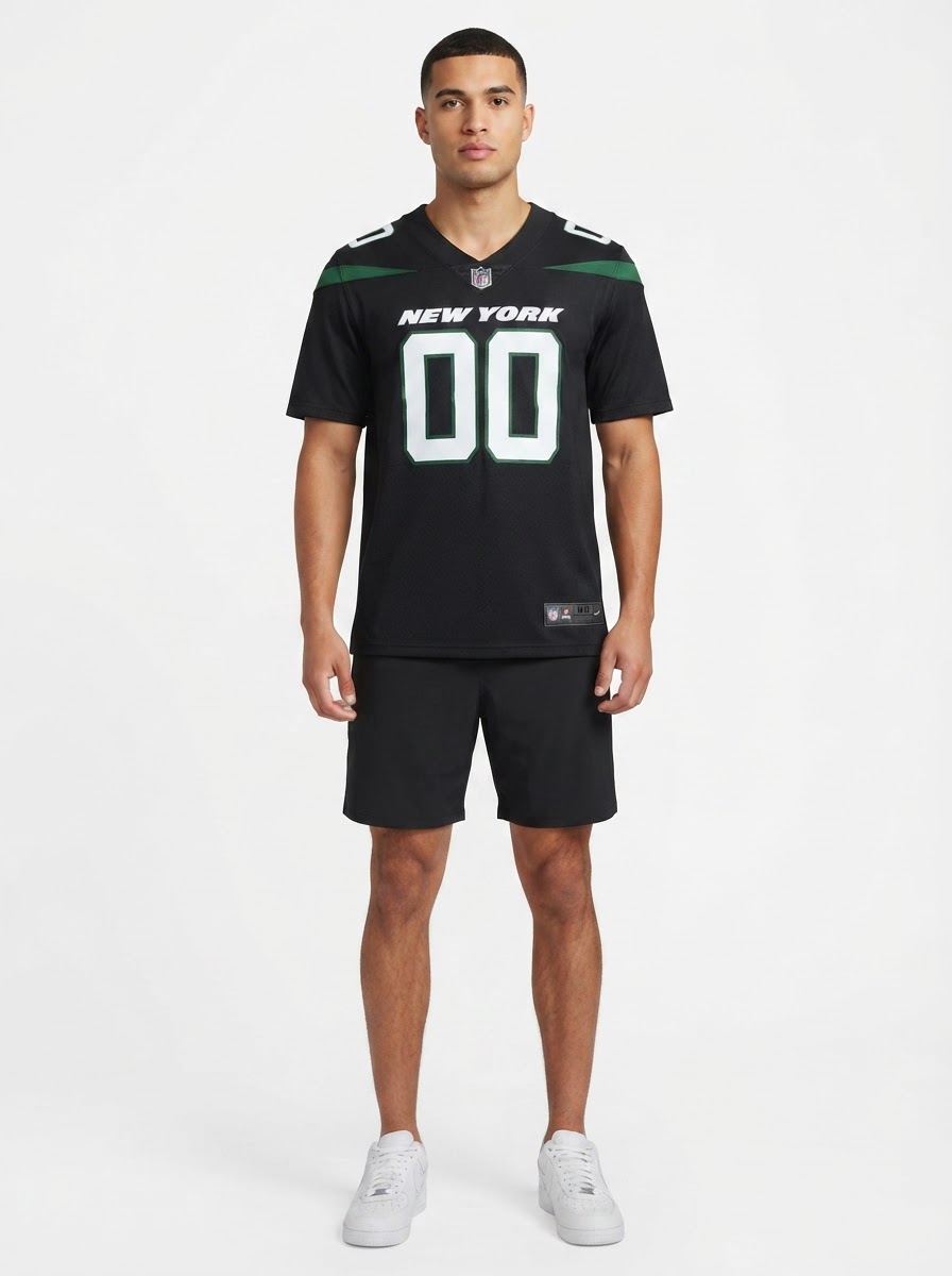 New York Jets - Stealth Custom Jersey - Black