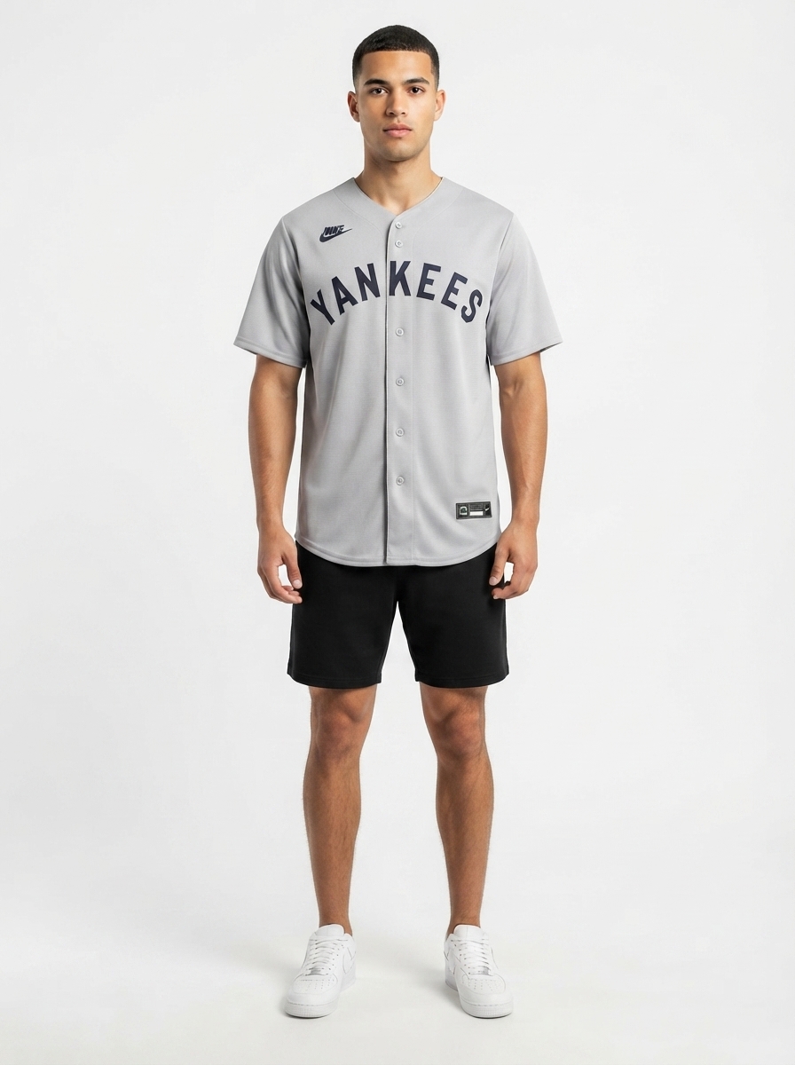 Jersey MLB New York Yankees Away Throwback Cooperstown Collection Limited Torcedor Masculina Cinza Babe Ruth 3