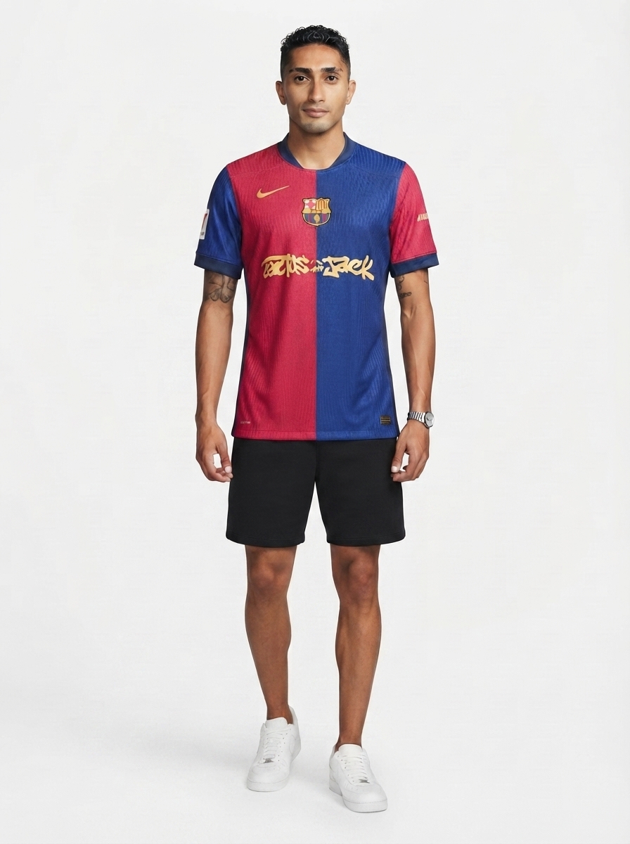 Barcelona Travis Scott Home Fan Jersey 2025/26 Spotify #11 Raphinha