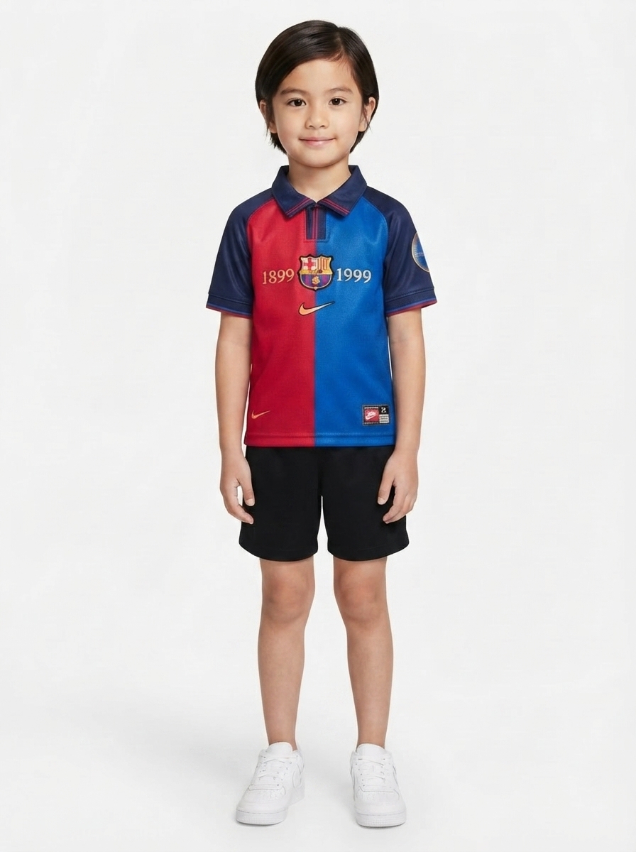 Kids Retro Barcelona Centenary Jersey 1989-1999