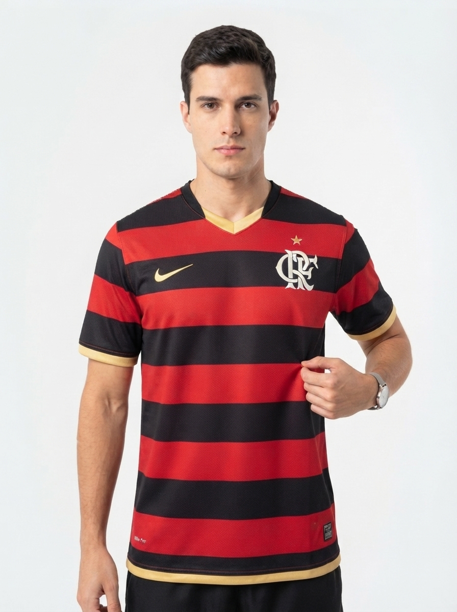 Jersey Flamengo Retro 2009 Vermelha e Preta