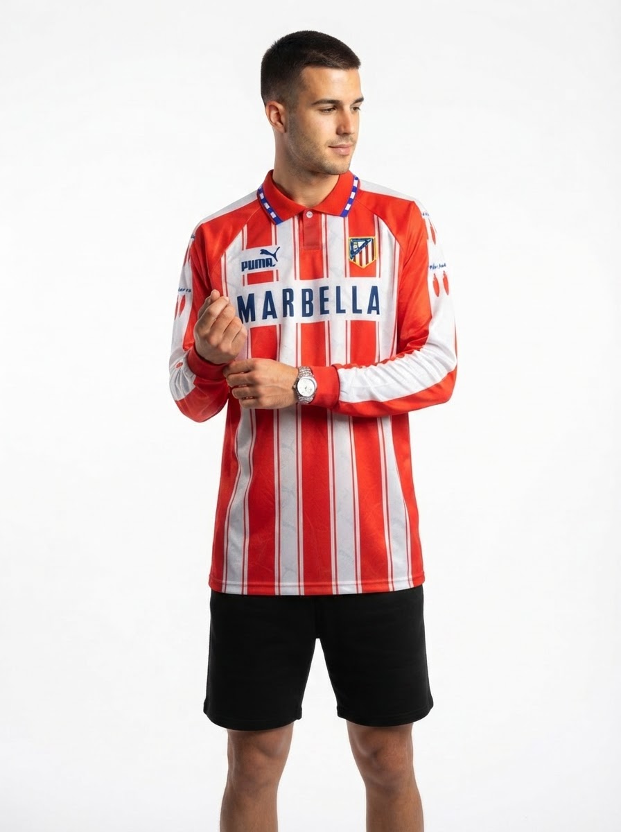 Atletico Madrid 94/95 I Home Jersey - Long Sleeve Retro Version