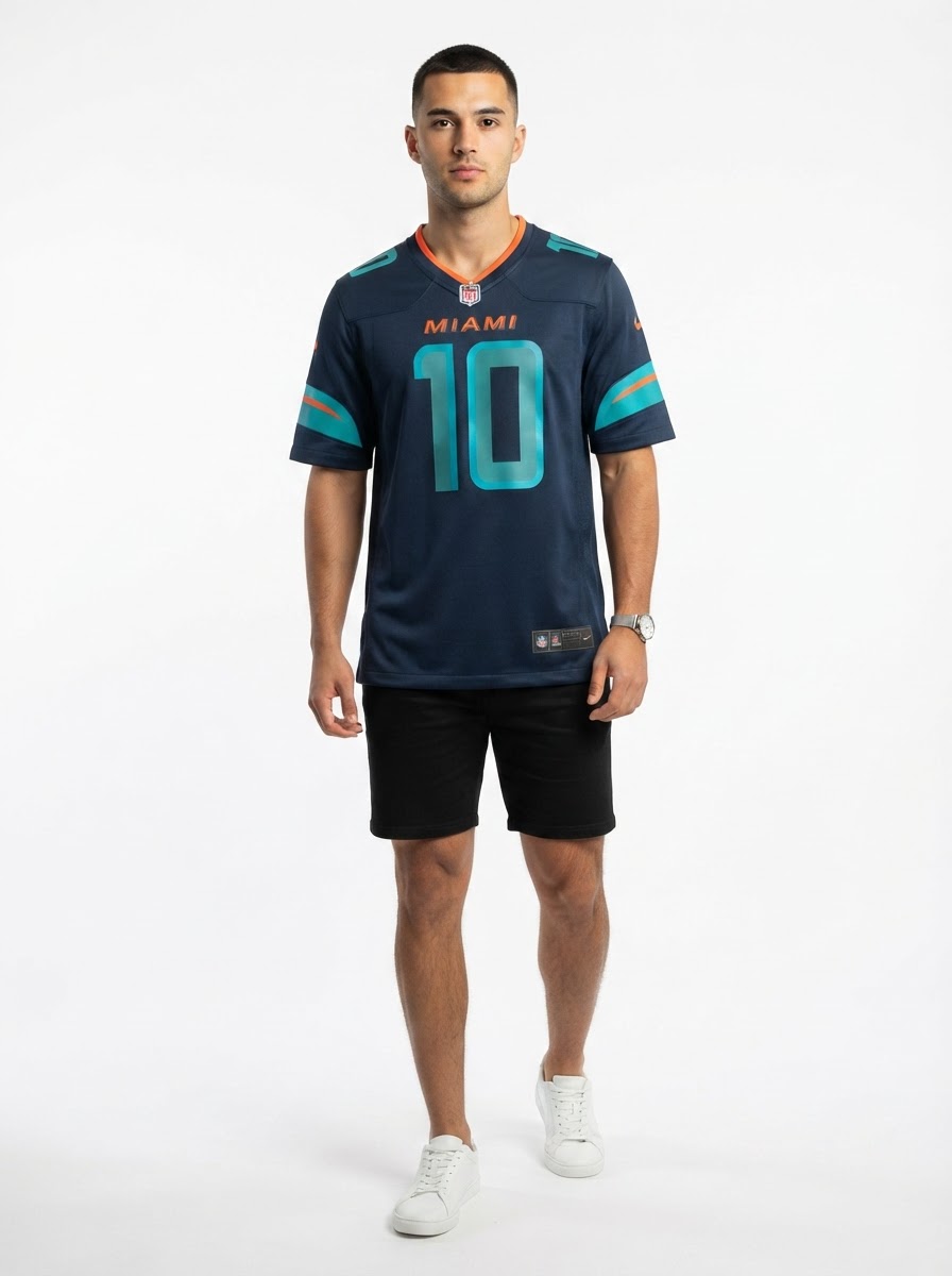Men's Tyreek Hill Pitch Blue Miami Dolphins 2025 Rivalries Jersey