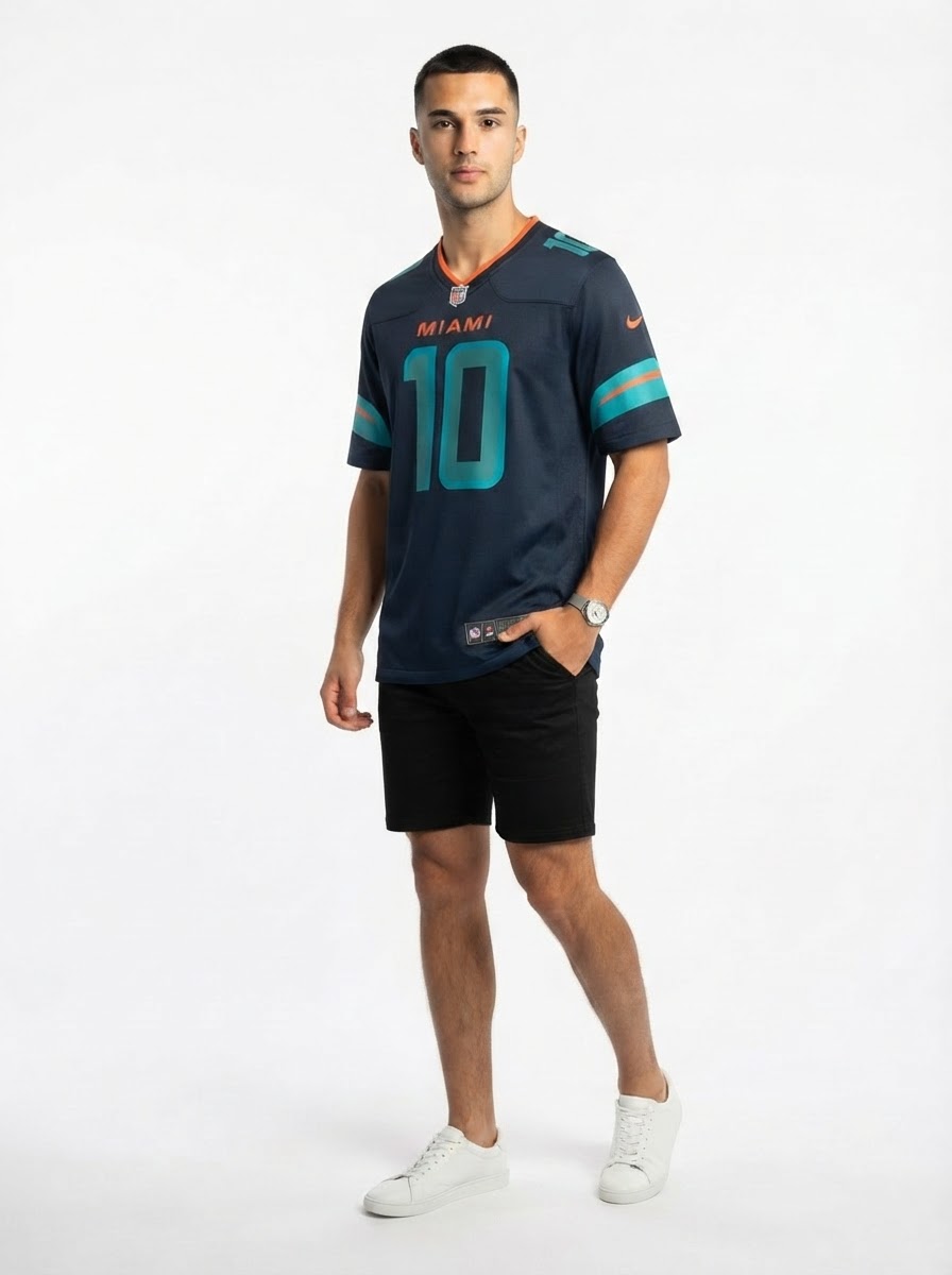 Men's Tyreek Hill Pitch Blue Miami Dolphins 2025 Rivalries Jersey