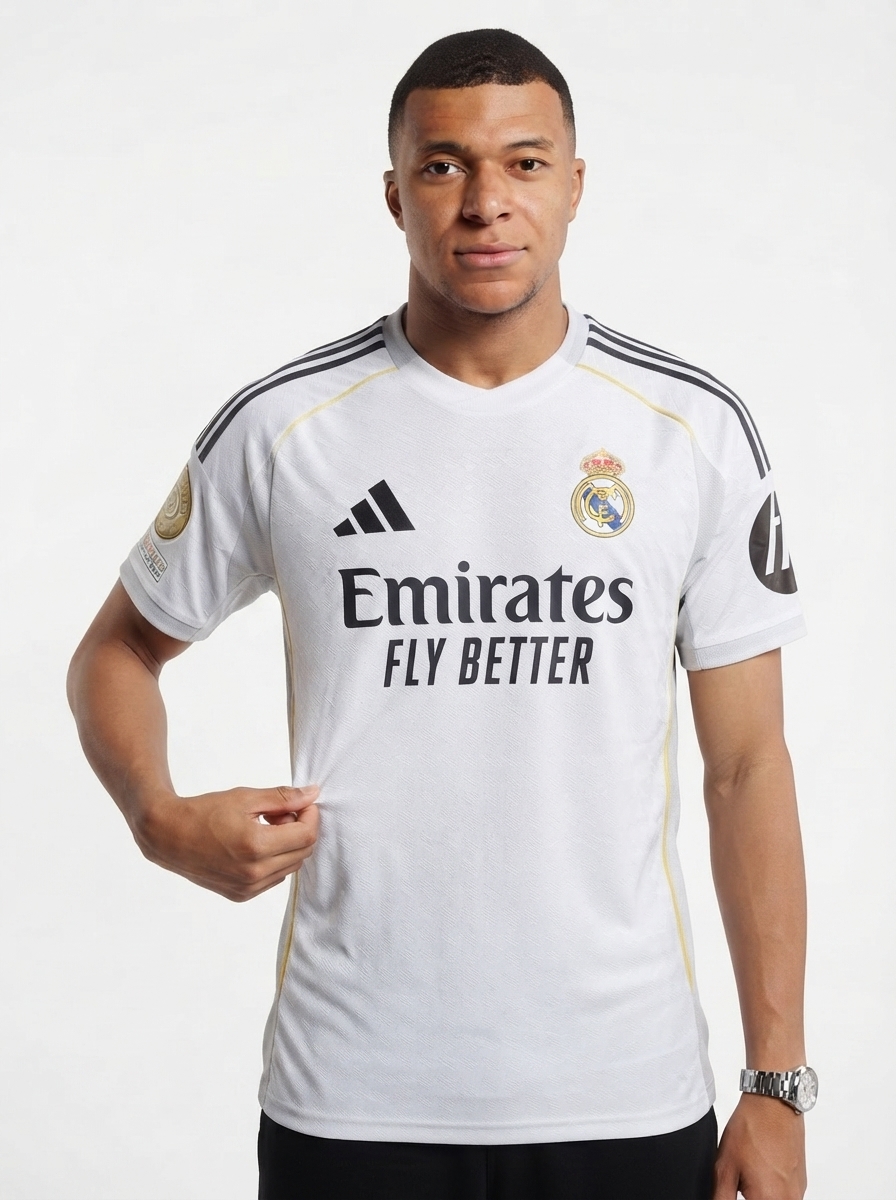 Real Madrid Mbappé 9 Home Fan Jersey 2025/26 Patch Club World Cup