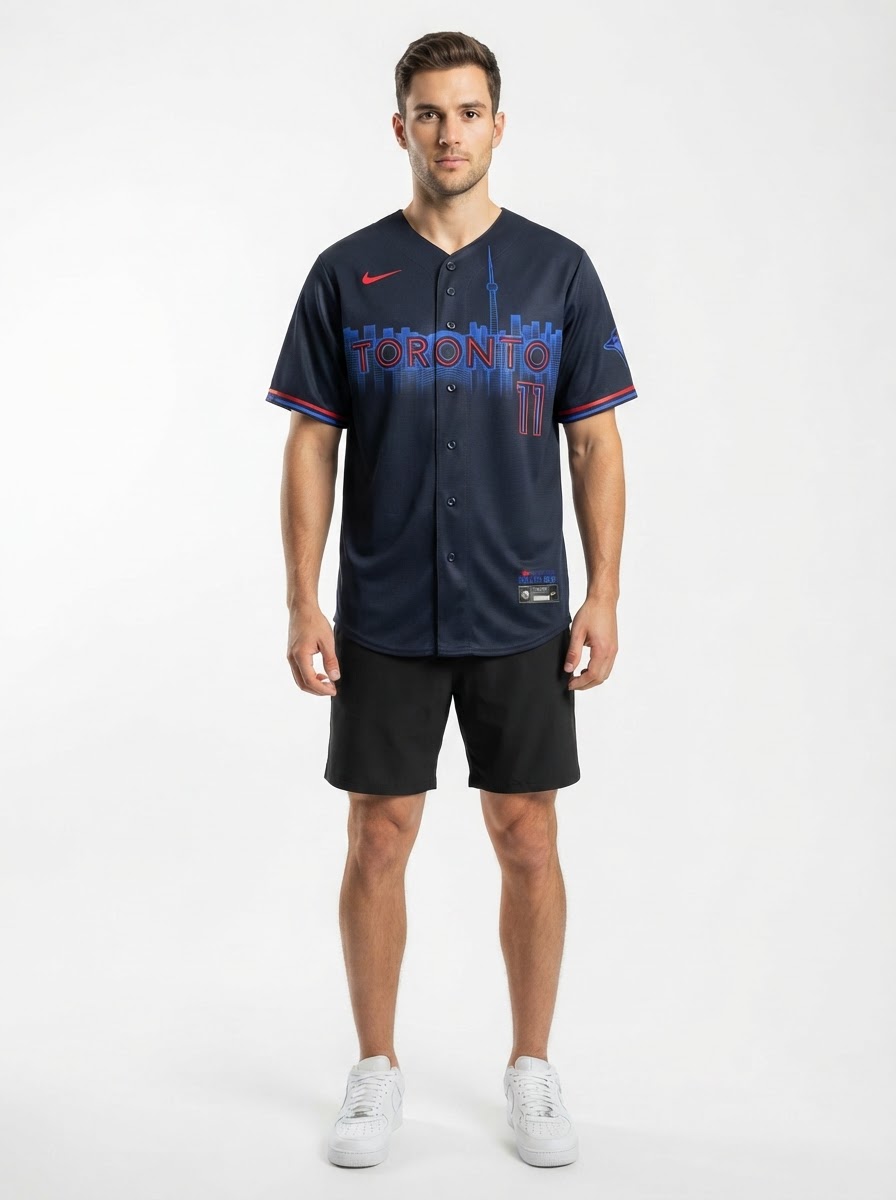 Jersey MLB Toronto Blue Jays City Connect Torcedor Masculina Azul Marinho
