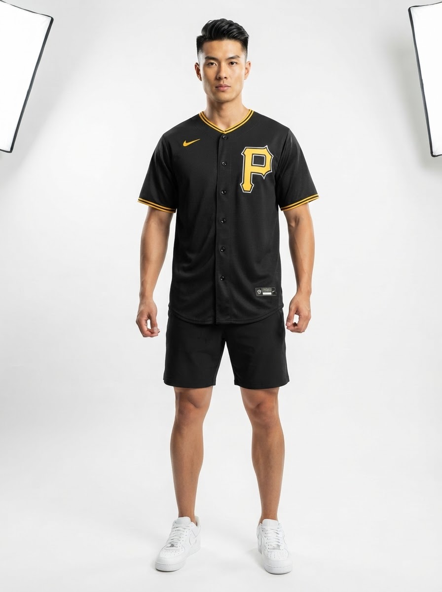 Jersey MLB Pittsburgh Pirates Black Alternate Torcedor Masculina Preta
