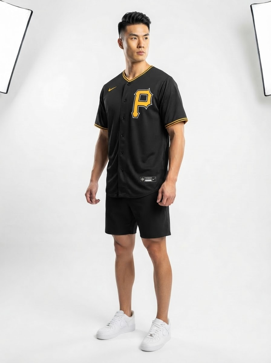 Jersey MLB Pittsburgh Pirates Black Alternate Torcedor Masculina Preta