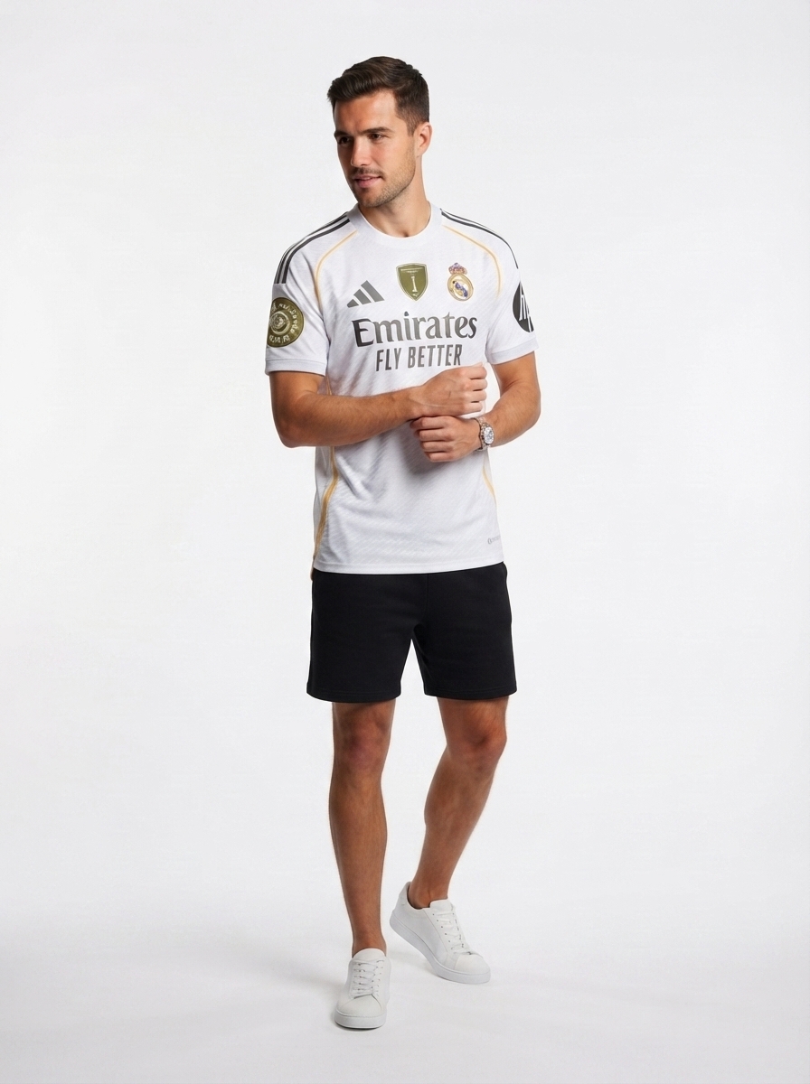 Real Madrid Home Fan Jersey 2025/26 - Patch 2025 Club World Cup + FIFA Intercontinental Champions