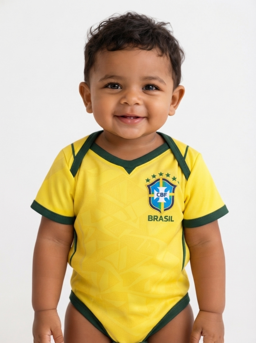 Body Baby Brazil Amarelo/Verde Brasil Word Cup 2026