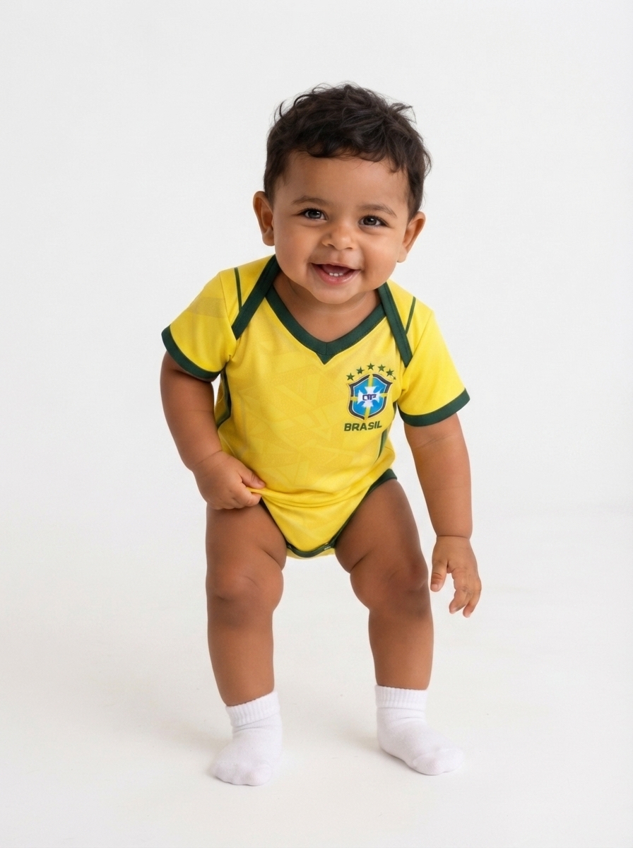 Body Baby Brazil Amarelo/Verde Brasil Word Cup 2026